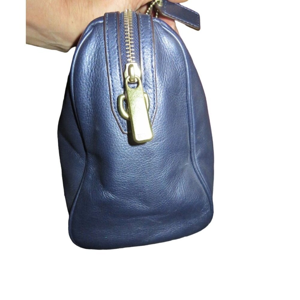 Coach Taylor 2013 Metallic Blue Leather Double Handle Satchel & Crossbody Strap - Picture 3 of 13